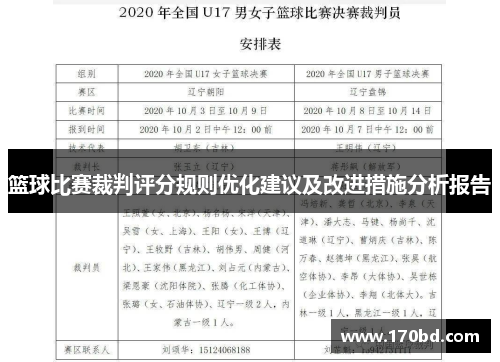 篮球比赛裁判评分规则优化建议及改进措施分析报告